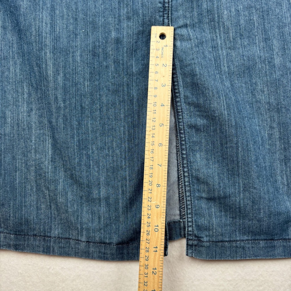Christopher & Banks Denim Skirt Womens 12 Back Flap Pockets Classic Modest - Picture 9 of 11